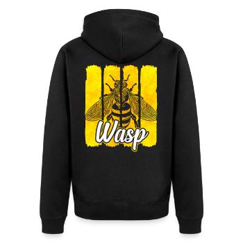 wasp - Unisex Premium Organic Zip Hoodie - black - Back - Nico (187cm)