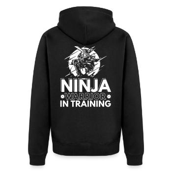 Ninja Warrior In Training | Ninja Warrior Geschenk - Unisex Premium Bio Zip Hoodie - Schwarz - Hinten - Nico (187cm)