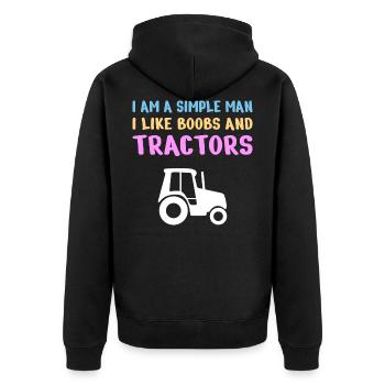 TRACTEURS / VIE À LA FERME / VIE À LA PAYS: Homme simple - Veste à capuche bio Premium Unisexe - noir - Dos - Nico (187cm)