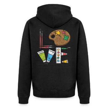 Kunst - Unisex Premium Bio Zip Hoodie - Schwarz - Hinten - Nico (187cm)