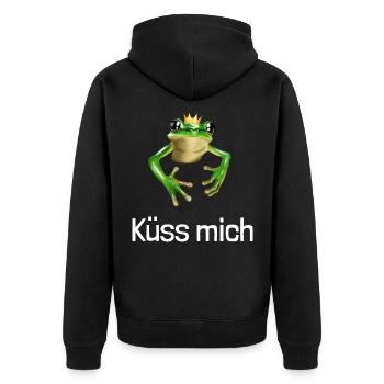 Petite grenouille mignonne - Embrasse-moi - Veste à capuche bio Premium Unisexe - noir - Dos - Nico (187cm)