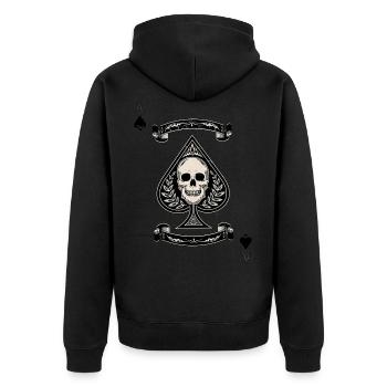 Pik As - Unisex Premium Bio Zip Hoodie - Schwarz - Hinten - Nico (187cm)