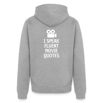 Filme Zitate Wissen schauspieler nerd geschenk - Unisex Premium Bio Zip Hoodie - Grau meliert - Hinten - Nico (187cm)