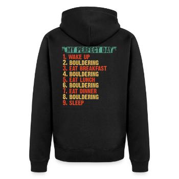 Bouldern Bouldern Geschenk - Unisex Premium Bio Zip Hoodie - Schwarz - Hinten - Nico (187cm)