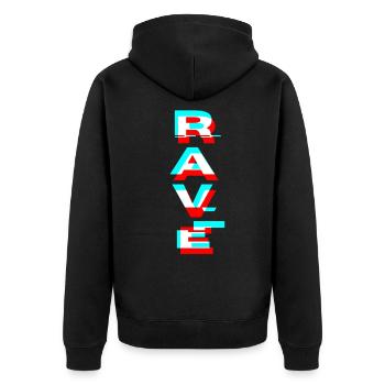 Rave Raver House DJ Techno Music gift - Unisex Premium Organic Zip Hoodie - black - Back - Nico (187cm)
