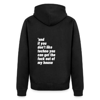 Techno Party DJ festival edm musik geschenk - Unisex Premium Bio Zip Hoodie - Schwarz - Hinten - Nico (187cm)