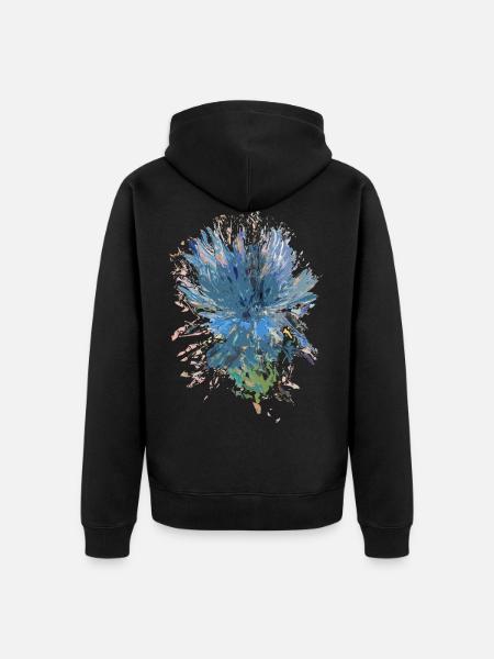 Blaue Distel - Unisex Premium Bio Zip Hoodie - Schwarz