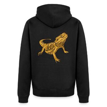 Bearded Dragon - Unisex Premium Bio Zip Hoodie - Schwarz - Hinten - Nico (187cm)