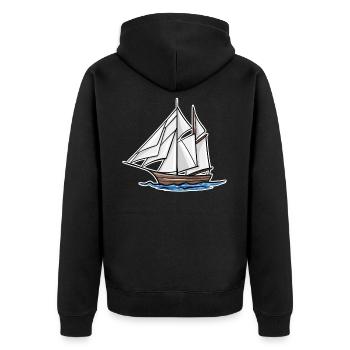 Boot - Unisex Premium Bio Zip Hoodie - Schwarz - Hinten - Nico (187cm)