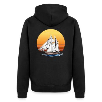 Retro Boat - Unisex Premium Organic Zip Hoodie - black - Back - Nico (187cm)