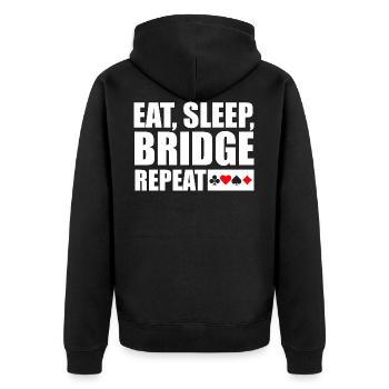 Bridge Eat Sleep Bridge Wiederholen - Unisex Premium Bio Zip Hoodie - Schwarz - Hinten - Nico (187cm)