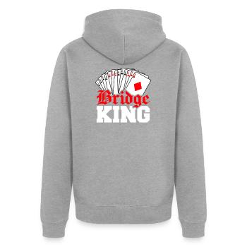 Bridge King - Unisex Premium Bio Zip Hoodie - Grau meliert - Hinten - Nico (187cm)
