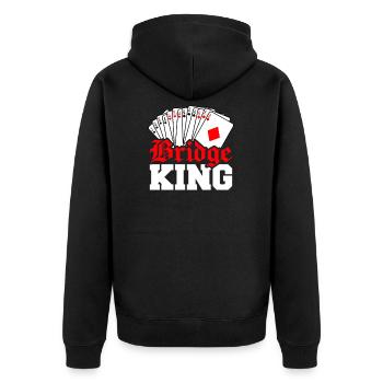 Bridge King - Unisex Premium Bio Zip Hoodie - Schwarz - Hinten - Nico (187cm)