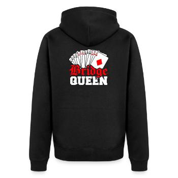 Bridge Queen - Unisex Premium Bio Zip Hoodie - Schwarz - Hinten - Nico (187cm)