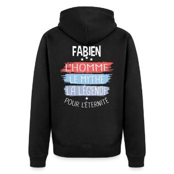 Fabien l'homme le mythe la légende - Veste à capuche bio Premium Unisexe - noir - Dos - Nico (187cm)