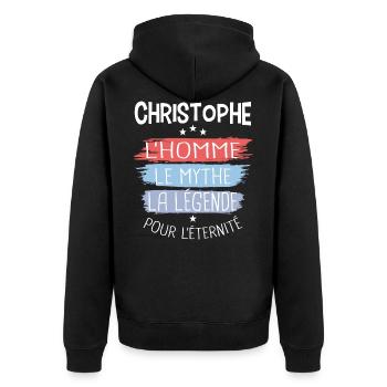 Christophe l'homme le mythe la légende - Veste à capuche bio Premium Unisexe - noir - Dos - Nico (187cm)