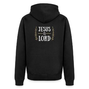 Jesus Christ Kirche Bibel geschenk kreuz religion - Unisex Premium Bio Zip Hoodie - Schwarz - Hinten - Nico (187cm)