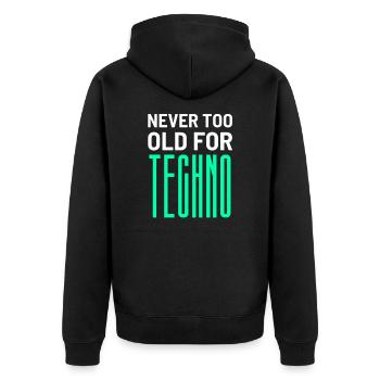 Techno Vieux Raver musique festival house cadeau - Veste à capuche bio Premium Unisexe - noir - Dos - Nico (187cm)
