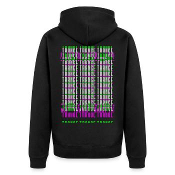 Trance Raver Techno Electro musik edm dubstep - Unisex Premium Bio Zip Hoodie - Schwarz - Hinten - Nico (187cm)