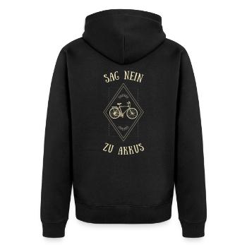 Fahrrad Akku Rad Natur radeln lustig humor - Unisex Premium Bio Zip Hoodie - Schwarz - Hinten - Nico (187cm)