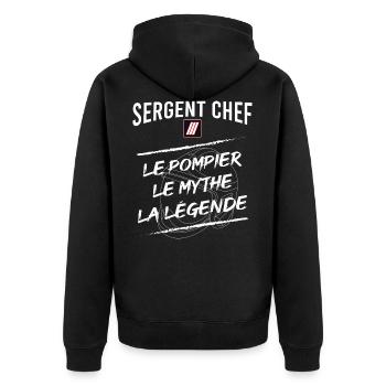 Sergent Chef pompier - Veste à capuche bio Premium Unisexe - noir - Dos - Nico (187cm)