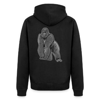Gorilla Illustration - Unisex Premium Organic Zip Hoodie - black - Back - Nico (187cm)