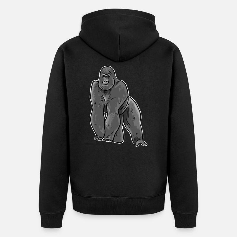 Illustration de gorille - Veste à capuche bio Premium Unisexe - noir
