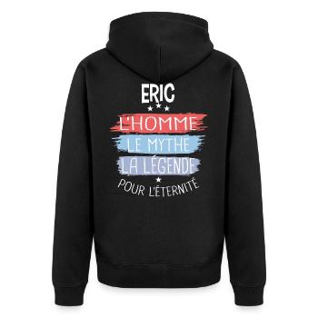 Eric l'homme le mythe la légende - Veste à capuche bio Premium Unisexe - noir - Dos - Nico (187cm)