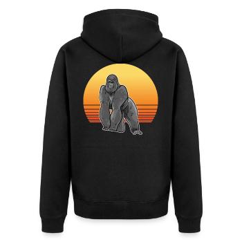 Gorilla Sun - Unisex Premium Bio Zip Hoodie - Schwarz - Hinten - Nico (187cm)