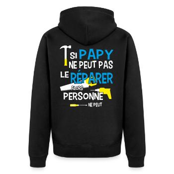 Papy bricoleur bricolage - Veste à capuche bio Premium Unisexe - noir - Dos - Nico (187cm)