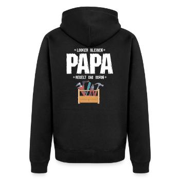 Papa Vater ist Techniker oder Handwerker Werkzeug - Unisex Premium Bio Zip Hoodie - Schwarz - Hinten - Nico (187cm)