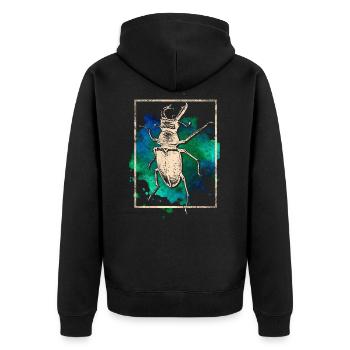 stag beetle - Unisex Premium Organic Zip Hoodie - black - Back - Nico (187cm)