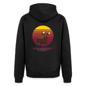 Moose Vapor - Unisex Premium Bio Zip Hoodie - Schwarz - Hinten - Nico (187cm)