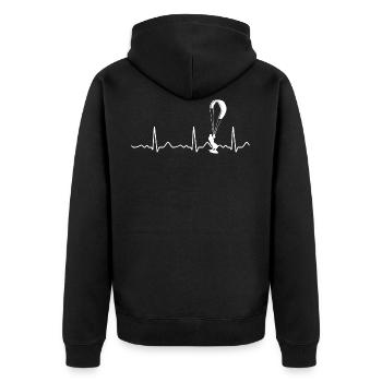 Kitesurfing - heartbeat, pulse, heart line, ECG - Unisex Premium Organic Zip Hoodie - black - Back - Nico (187cm)