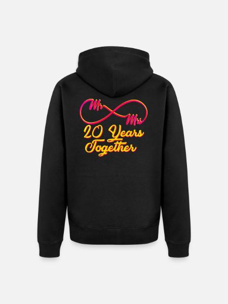 20-jähriges Hochzeitsjubiläum - Unisex Premium Bio Zip Hoodie - Schwarz
