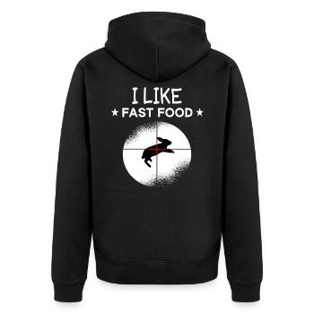 Fast Food Drôle de chasseur de lapin Lapins Cadeau de chasse - Veste à capuche bio Premium Unisexe - noir - Dos - Nico (187cm)
