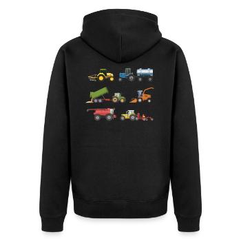 Trecker Tractor on Farm for Kids Farmer - Unisex Premium Organic Zip Hoodie - black - Back - Nico (187cm)