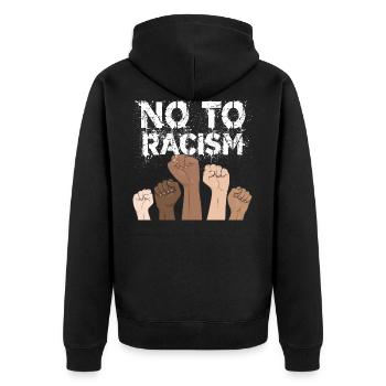 no to racism fist - contre le racisme, stop racism - Veste à capuche bio Premium Unisexe - noir - Dos - Nico (187cm)