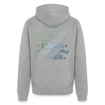 Beamter im öffentlichen Dienst - Unisex Premium Bio Zip Hoodie - Grau meliert - Hinten - Nico (187cm)