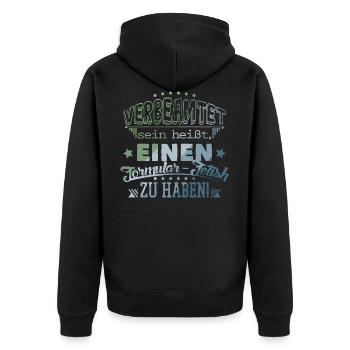 Beamter im öffentlichen Dienst - Unisex Premium Bio Zip Hoodie - Schwarz - Hinten - Nico (187cm)