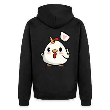 Huhn Einhorn - Unisex Premium Bio Zip Hoodie - Schwarz - Hinten - Nico (187cm)