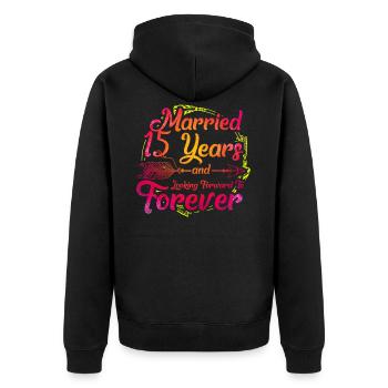 15e anniversaire de mariage - Veste à capuche bio Premium Unisexe - noir - Dos - Nico (187cm)