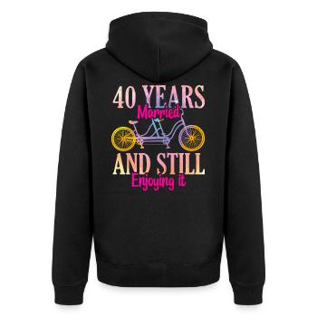 40e anniversaire de mariage - Veste à capuche bio Premium Unisexe - noir - Dos - Nico (187cm)