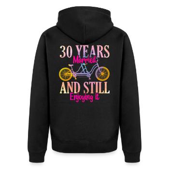 30e anniversaire de mariage - Veste à capuche bio Premium Unisexe - noir - Dos - Nico (187cm)