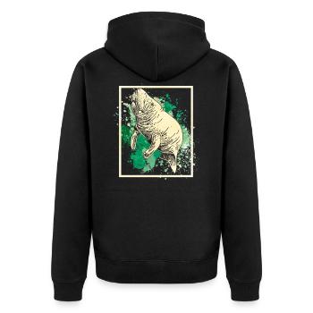 Seekuh - Unisex Premium Bio Zip Hoodie - Schwarz - Hinten - Nico (187cm)