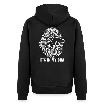 It's in my DNA t-shirt mountain bike MTB - Unisex Premium Organic Zip Hoodie - black - Back - Nico (187cm)