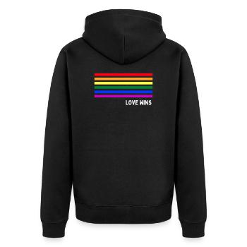 lgbtq, lgbt, gay pride, schwul, regenbogen, pride - Unisex Premium Bio Zip Hoodie - Schwarz - Hinten - Nico (187cm)