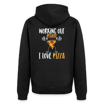 Fitness Funny Working Out Because I Love Pizza - Unisex Premium Organic Zip Hoodie - black - Back - Nico (187cm)