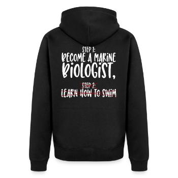Meeresbiologe Schritt 1 - Unisex Premium Bio Zip Hoodie - Schwarz - Hinten - Nico (187cm)