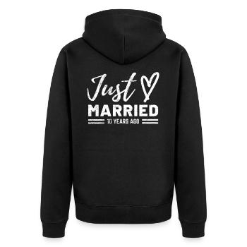 10e anniversaire de mariage - Veste à capuche bio Premium Unisexe - noir - Dos - Nico (187cm)